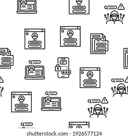 Password Protection Vector Seamless Pattern Thin Line Illustration