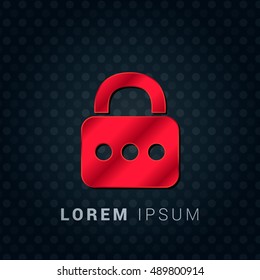 Password;  Red chromium precious metallic 3D Icon / Logo Design