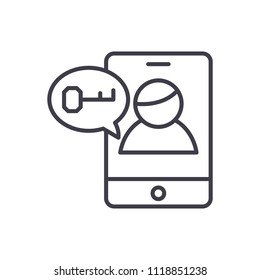 Password request black icon concept. Password request flat  vector symbol, sign, illustration.