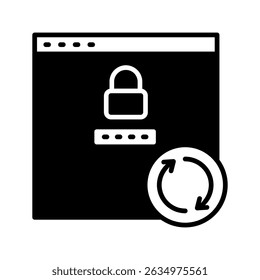 Password Reset glyph, mini illustration icon. use for modern concept, print, UI, UX kit, web and app development. Vector related to account management, ecommerce, banking and finance.
