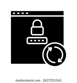 Password Reset glyph, mini illustration icon. use for modern concept, print, UI, UX kit, web and app development. Vector related to account management, ecommerce, banking and finance.