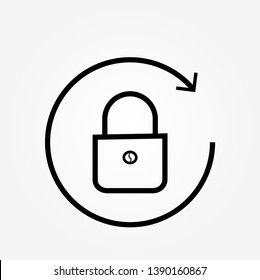 password reset icon. Lock with arrow, update password icon vector
