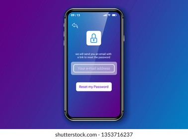 password reset mobile user interface. vector illustration