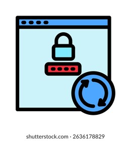 Password Reset outline color, mini illustration icon. use for modern concept, print, UI, UX kit, web and app development. Vector related to account management, ecommerce, banking and finance.