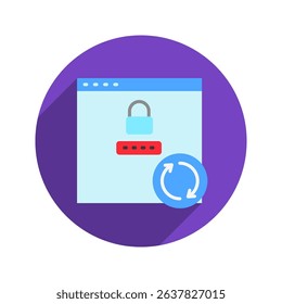 Password Reset rounded flat color, mini illustration icon. use for modern concept, print, UI, UX kit, web and app development. Vector related to account management, ecommerce, banking and finance.