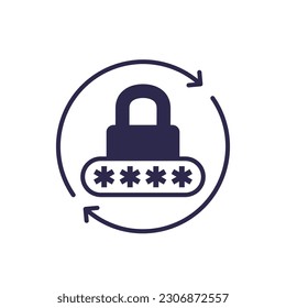 password reset, security icon, vector pictogram