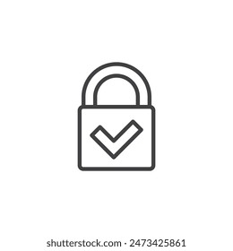 Password Safety line icon. linear style sign for mobile concept and web design. Padlock with a checkmark outline vector icon. Symbol, logo illustration. Vector graphics