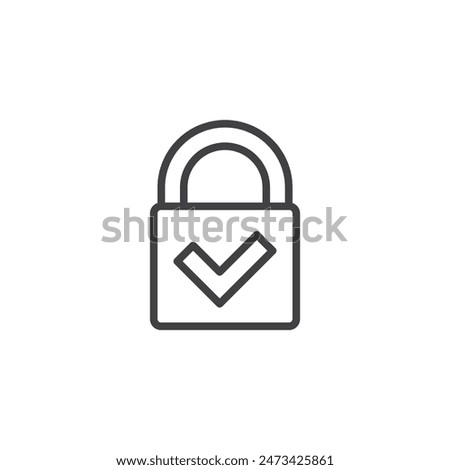 Password Safety line icon. linear style sign for mobile concept and web design. Padlock with a checkmark outline vector icon. Symbol, logo illustration. Vector graphics