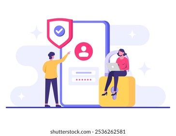 Password secure access, Data protection, Cyber security, Internet security, information privacy, Account protection flat vector illustration for landing page, app, web banner, infographic, poster