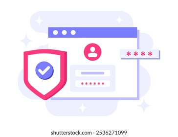Password secure access, Data protection, Cyber security, Internet security, information privacy, Account protection flat vector illustration for landing page, app, web banner, infographic, poster