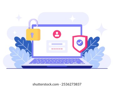 Password secure access, Data protection, Cyber security, Internet security, information privacy, Account protection flat vector illustration for landing page, app, web banner, infographic, poster
