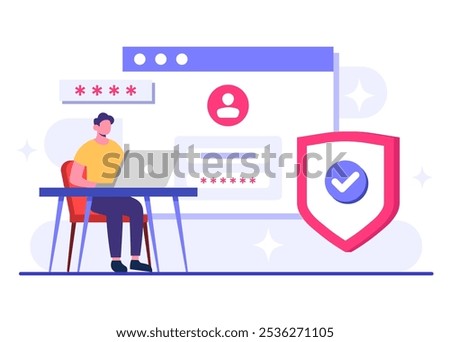Password secure access, Data protection, Cyber security, Internet security, information privacy, Account protection flat vector illustration for landing page, app, web banner, infographic, poster