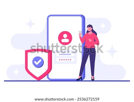 Password secure access, Data protection, Cyber security, Internet security, information privacy, Account protection flat vector illustration for landing page, app, web banner, infographic, poster