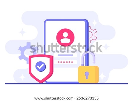 Password secure access, Data protection, Cyber security, Internet security, information privacy, Account protection flat vector illustration for landing page, app, web banner, infographic, poster