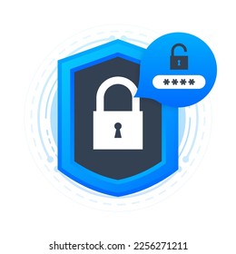 Password for secure login in system digital for mobile app. Privacy protection. Two Step verification. Vector illustration.