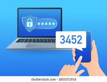 Password secure. Vector illustration, flat. Isometric vector illustration. Data secure. Icon for mobile app design.