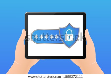 Password secure. Vector illustration, flat. Isometric vector illustration. Data secure. Icon for mobile app design.