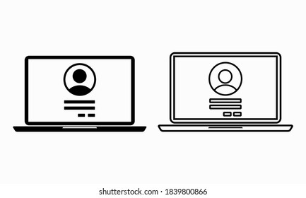 Acceso de seguridad de contraseña en el icono del portátil. Código de verificación. Firma de autorización privada. Inicio de sesión de autenticación desde el sistema. Vector de ilustración