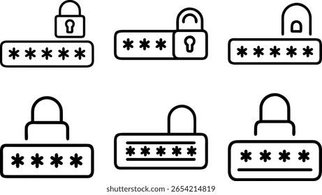 Password security and data protection illustrated with locked and unlocked icons