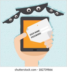 Password security and hacker, You can remove background and shadow. All parts are vector and editable.  