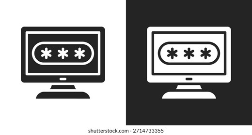 Password Security Icon In Black And White Glyph Style