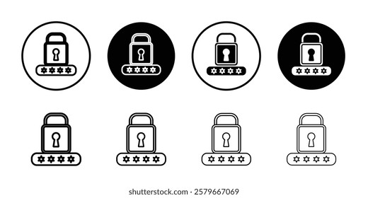 Password security icon Outline thin set pack series