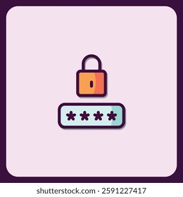 Password Security Icon, Padlock and Stars for Privacy