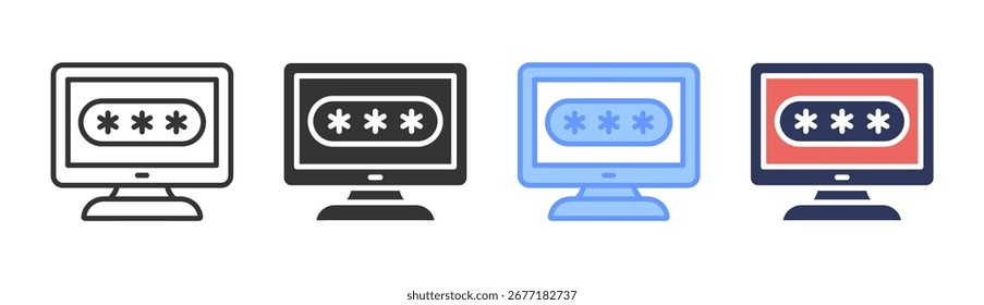 Password Security Icon Set Multiple Style Collection