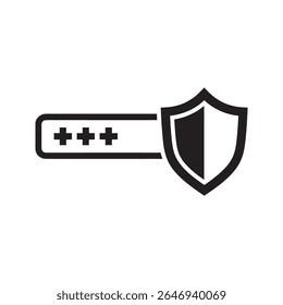 Password Security Icon Vector Glyph With A Shield For Secure Authentication And Data Protection Symbol For Login Safety And Account Privacy Graphic