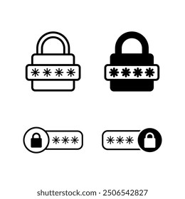 Password Security line icon set color editable