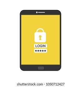 Password Security Login- Protection Of User Data - Anti Phishing - Password Login Vector Flat Illustration Icon Stock