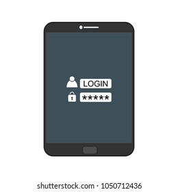 Password Security Login- Protection Of User Data - Anti Phishing - Password Login Vector Flat Illustration Icon Stock
