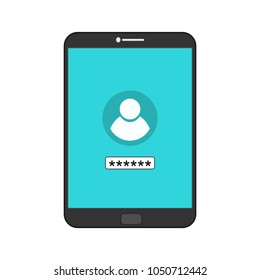 Password Security Login- Protection Of User Data - Anti Phishing - Password Login Vector Flat Illustration Icon Stock