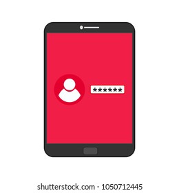 Password Security Login- Protection Of User Data - Anti Phishing - Password Login Vector Flat Illustration Icon Stock