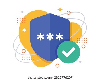 Password security shield illustration representing secure authentication account protection encrypted access cybersecurity privacy verification and modern digital technology solutions for online safety and communication systems