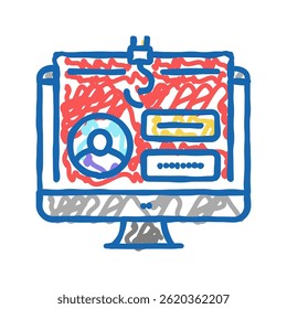 senha sistema de segurança ícone doodle esboço vetor. senha sistema de segurança sinal. símbolo isolado ilustração