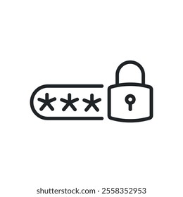 Password security thin line icons. Perfect pixel on transparent background
