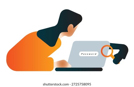 Segurança de senha sob ameaça cibernética. Ilustração do risco de hackers e dados.