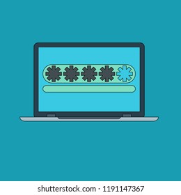 Password security vector icon. Concept protection of user data. Password lock in flat style. Computer security symbol.