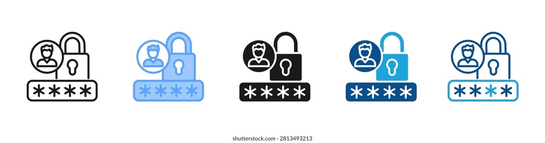 Password Security web icon with multiple style collection