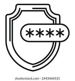 Password shield access icon outline vector. Multi authentication. Two factor step