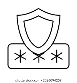 Password Shield Line Editable Stroke Icons. Cyber Security Technology, Phishing, Hacking, Cyber Crime, Security, Trojan, Device Protection, Privacy Vector Illustration.