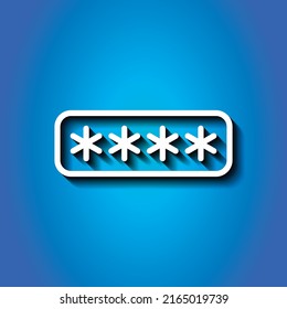 Password simple icon vector. Flat design. White icon with shadow on blue background.ai