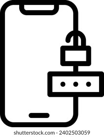 Icono de línea de vector único de contraseña 