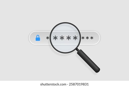 Password strength analysis, vector illustration. Personal data security on the internet. Finding or recovering a forgotten password.