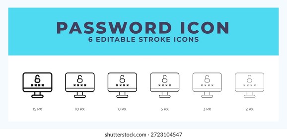 Icono de trazo de Contraseña para el Web. App móviles y ui.
