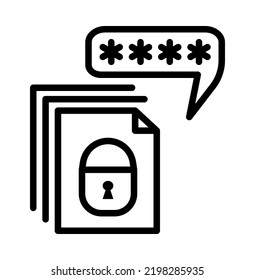 Password symbol flat line icon. Security sign. Outline sign mascara for mobile concept and web design, store.