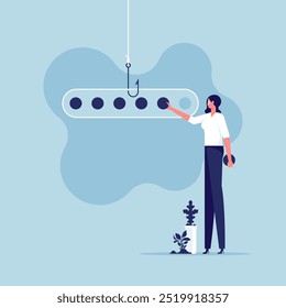 Um símbolo de senha em um gancho, servindo como uma metáfora para uma tentativa de roubo de informações pessoais ou tentativa de hacking