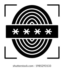 Password with thumbprint showing concept of secure biometric 