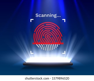 Password Touch ID phone on the light background. Vector illustration